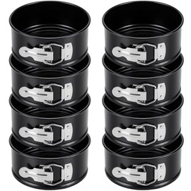 Sunnyray Juego de 8 Mini Moldes Desmontables 4 Pulgadas Moldes para Pasteles Redondos Pequeños a Prueba de Fugas Mini Moldes Antiadherentes con Fondo Extraíble para Tarta de Queso Pizzas Quiches