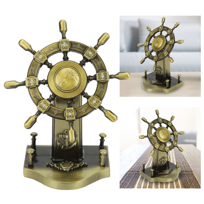 Pirate Decor Alloy Retro Style Glossy Durable Nautical Rudder Ornaments