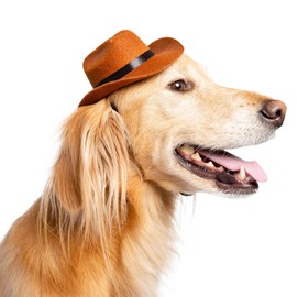 Brown Cowboy Hat for Dogs Cats Pets Adjustable Western Style Prop Cosplay Fun Accessory for Costumes Photo Shoots Parties Novelty Gift MEDIUM