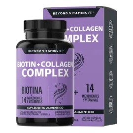 Biotin  Collagen Complex - Contiene Biotina  Colágeno  15 Ingredientes Y Vitaminas - Colageno Biotina - Multi Collagen Peptides - Vitybell Vitaminas  