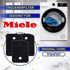 Pack of 3 Lint Filter for Dryers, Size 208 x 155 x 30 mm, Lint Filter Tumble Dryer with Original Code 9164761 for Miele - MONTERAL