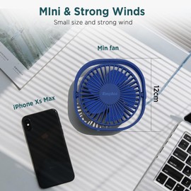 EasyAcc USB Small Desk Fan, Slumber Pod Fan [360°Rotatable Head &Powerful ] 3 Speeds Portable Personal Table Travel Fan for Sleeping Desk Cruise Ship Dorm Bedroom Office (No Battery)