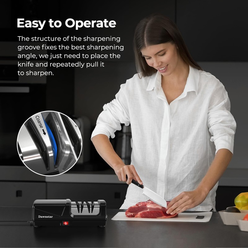 Electric Knife Sharpener, Precise 20° Diamond Knife Sharpener for Kitchen