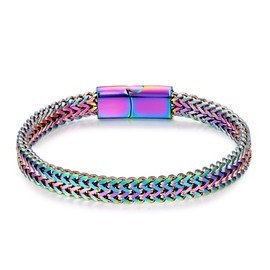 Bracelets for Men-Stainless Steel Magnetic Clasp Franco Chain Mens Bracelet (Colors)