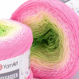 Yarn Art Flowers Rosegarden 100% Cotton 250gr 8.80 oz 1094yds Multicolor Cotton Yarn Rainbow Crochet Yarn Spring Summer (314)