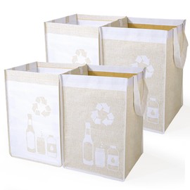 REFARICO Recycle Waste Bag for Kitchen Home- Indoor Recycling Bins Trash Sorting Organizer, Reusable and Waterproof, Yellow, 4 Pack