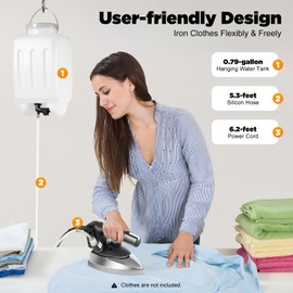 JAYGOVAN 110V Gravity Feed Steam Iron Gravity System Industrial Irons 1200W Commercial Electric Steam Iron Complete Set, Non-Stick Soleplate, Powerful Shot of Steam