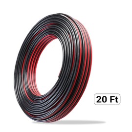 TMH 2pin 2 Color Red Black Cable 20FT - 14 AWG Hookup Electrical LED Strips Extension Wire 15A 12V/24V, 2 Conductor Parallel Strips Extension Wire for Ribbon Lamp Tape Lighting (1 Pcs)