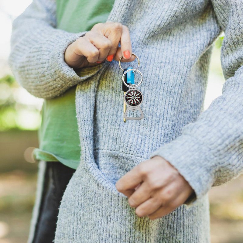 WRITWAA Creative Dartboard Bottle Opener Keychain, Stainless Steel Key Ring,