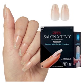 KISS imPRESS Press-On, Fake Nails, Gold Ring, Green, Oval, Short, 30 Count Kit