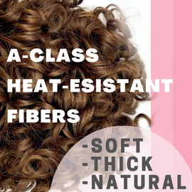 MINGATEC Messy Bun Hair Piece, Curly Hair Bun, Synthetic Clip in Hair Extensions Ponytail, Elastic Drawstring Loose Wave Short Curly Hair Buns, Ponytail Extensions for Women Girls(Light Auburn Brown)