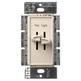 Lutron Skylark 3-Speed Combination Fan and Light Control, 1.5 Amp, Single-Pole, S2-LFSQ-LA, Light Almond