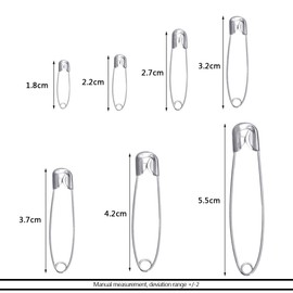 YOFASEN Pack of 200 Safety Pins - Large and Small Pins Nickel Plated Pin - for Clothing Crafts Sewing Jewellery Making Home Office Use, Silver, 43 mm