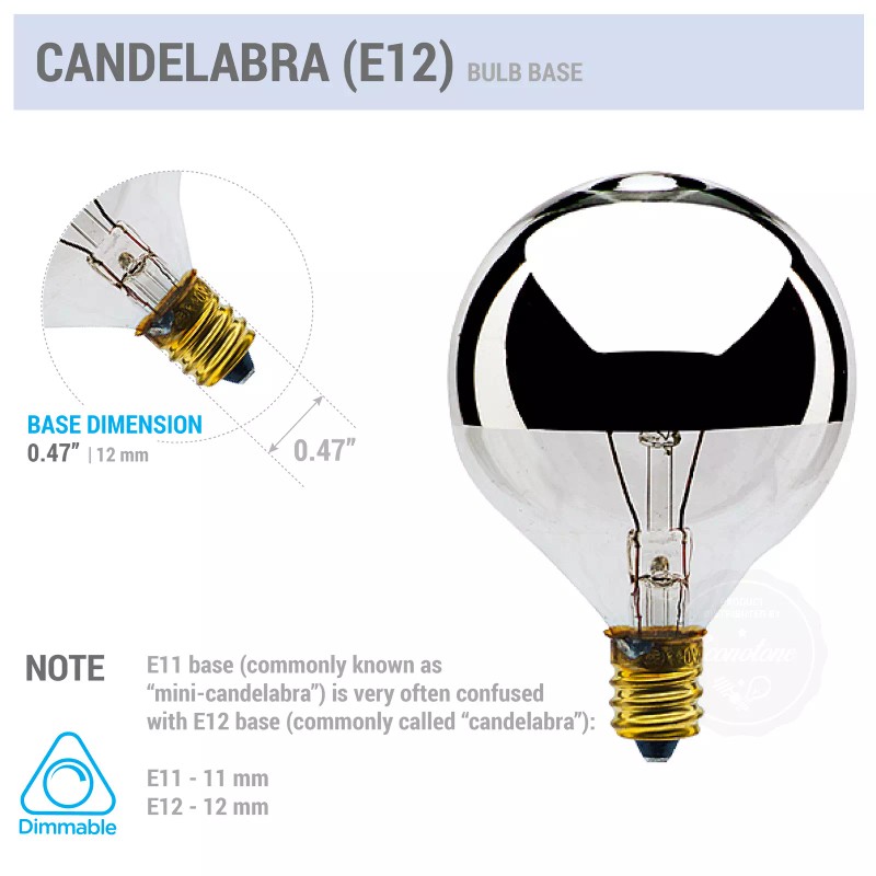 KOR 6 Pack 40G16.5 1/2 Bulb 40W Silver Crown Half