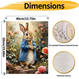 YALKIN Paint by Number for Adult Kits, DIY Easter Rabbit Oil Acrylic Painting Kits for Adults Beginners on Canvas for Home Wall Decor Gifts 16x20 inch/40X50CM (No Frame)