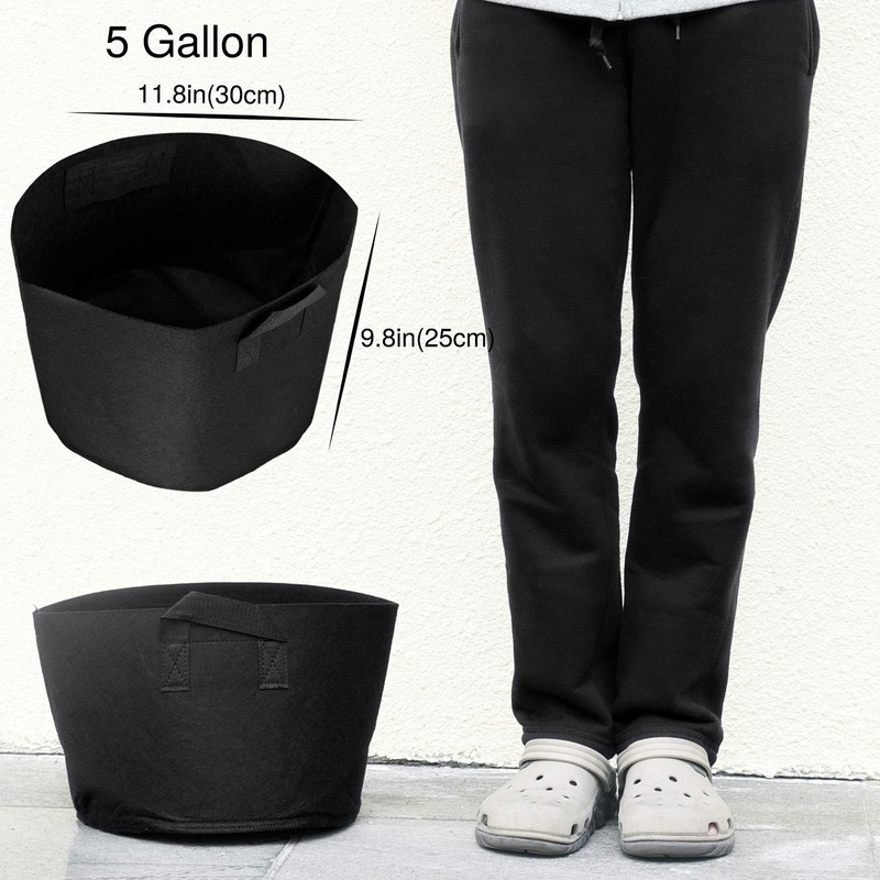 FiveSeasonStuff 5 Gallon Grow Bags Upgraded Heavy Duty Handles, 5
