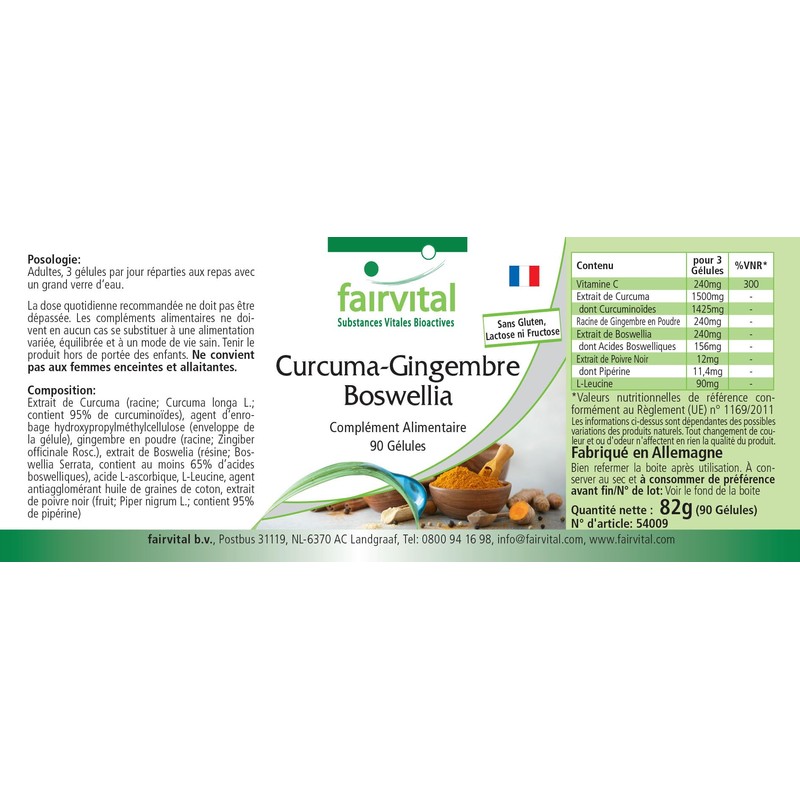 Fairvital Turmeric, Ginger and Boswellia with Vitamin C - 90
