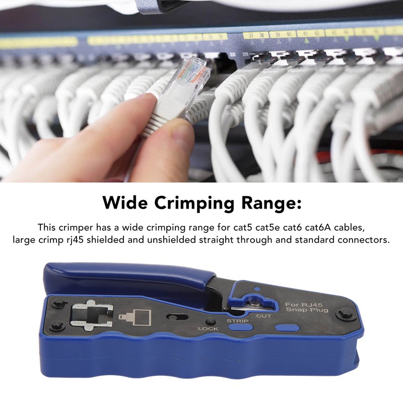 RJ45 Crimp Tool Pass Through Crimper with RJ45 Cat6 Crystal