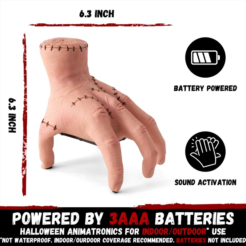 Halloween Animatronics Thing Hand Decorations, Sound Activated Wednesday Crawling Hand