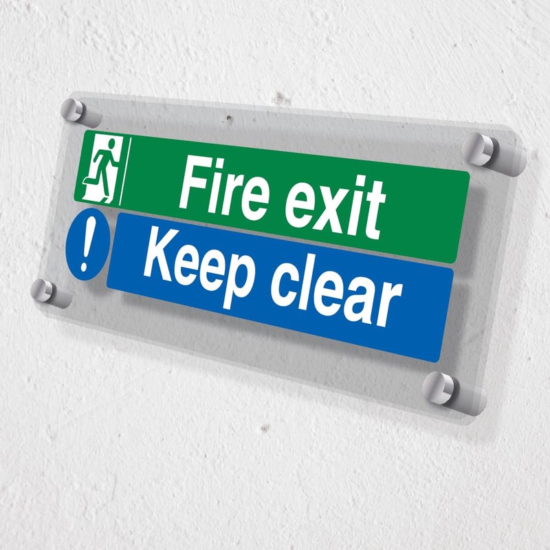 V Safety Fire Exit/Keep Clear - 300 x 100 mm