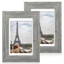 Hongkee 4x6 Picture Frame Set of 2,Grey Photo Frame of Rustic Style,Multi 4 by 6 Photo Frame for Wall or Tabletop Display(HK042515-MD4X6-LW(2PK))