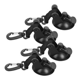 GRIRIW 4 Pcs Heavy Duty Suction Cup Hooks Black Durable Suction Cup Mounts for Car Awning Camping Canopy Outdoor Travel Secure Tie Down