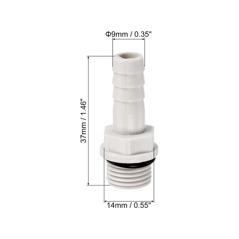 PATIKIL Hose Barb Fitting Straight 9mm Barbed G1/4 Male Thread,