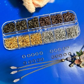 Olylkx 5mm Open Jump Rings, Assorted 4 Colours Gold and Silver for Jewelry Marking Supplies Necklaces Bracelet, Steel Split O Ring for Key Chain Findings, Keychains Rings Connector for Craft(1440pcs)