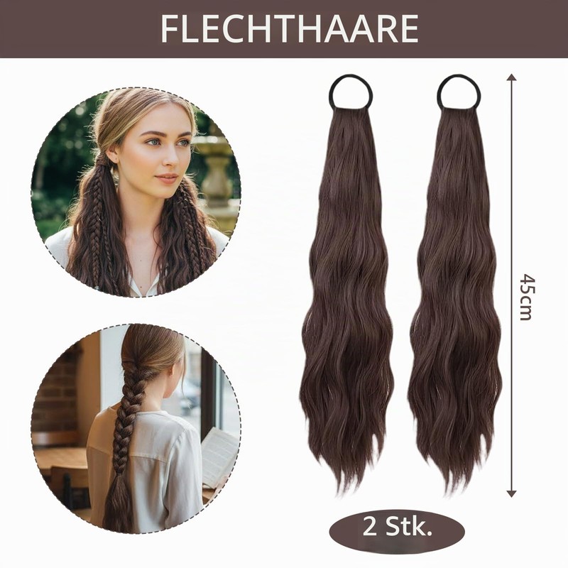 2 Pieces Hair Extensions Braid, Dark Brown Hair Extensions Braid
