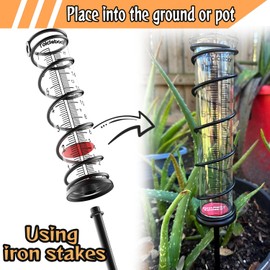 Toiclebor Rain Gauge Outdoor,Accurate Glass Tube with Metal Stand,with Red Float,Dual Scale,Decorative for Yard & Garden,Model RM-BS7-001