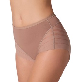 Leonisa Women's No Show Invisible Comfy Tummy Control Classic Panty,Brown,Medium