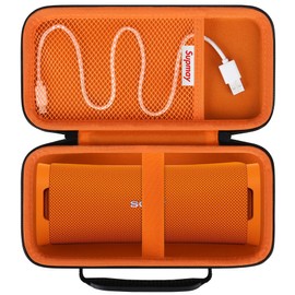 Supmay Hard Carrying Case for Sony ULT Field 1 Wireless Ultra Portable Bluetooth Compact Speaker, Wireless Portable Speaker Protection Case with Mesh Pocket for Charging Cables, Black+Orange