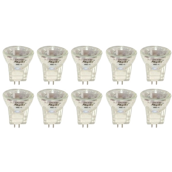 Anyray A2013Y (10-Pack) 10-Watts MR8 +C 12V 10W Halogen Light Bulb 12-Volts