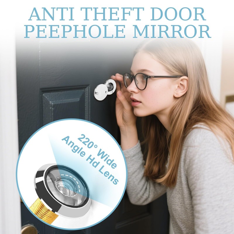 Door Viewer with Privacy Cover 14mm Doors Peephole 220° Wide