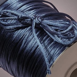 BJM Collection 2mm X 100 Yard Rattail Satin Polyester Trim Cord Chinese Knot (Navy)