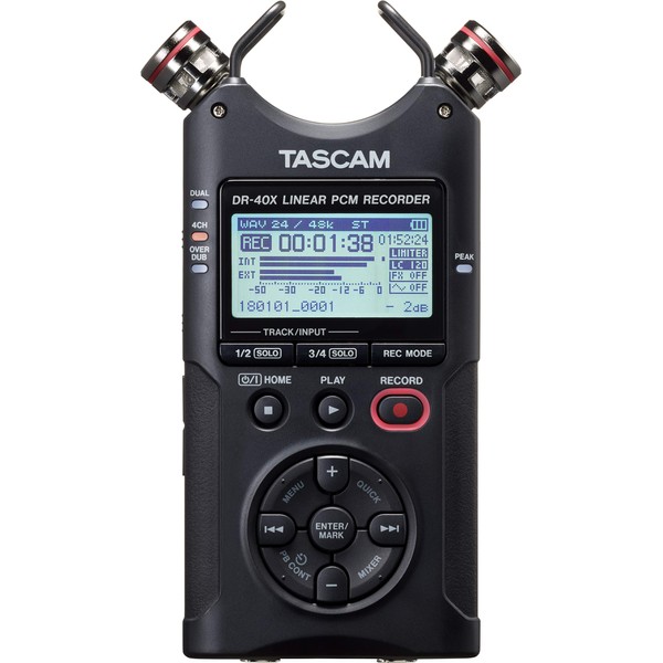 TASCAM DR-40X USB Audio Interface, 4ch Linear PCM Recorder, Handy Recorder, USB Microphone, Youtube ASMR 24/96 High Resolution