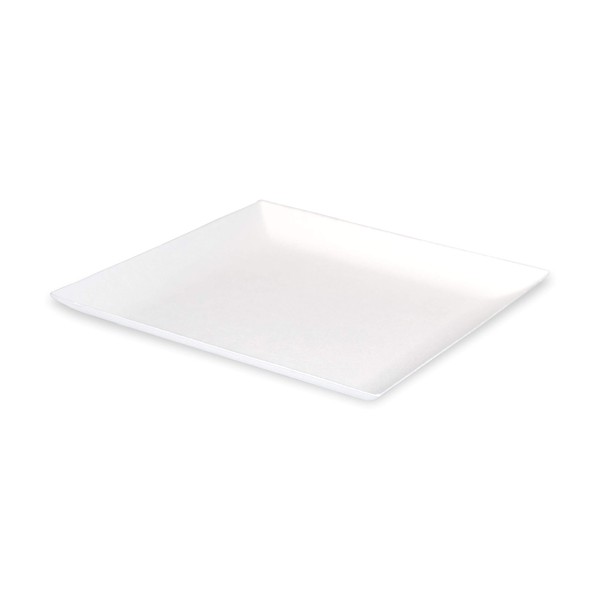 Bio 'n' Chic White Square Large Sugarcane Plate (Case of 100), PacknWood - Large White Paper Plates (7.1" x 7.1") 210BCHIC180
