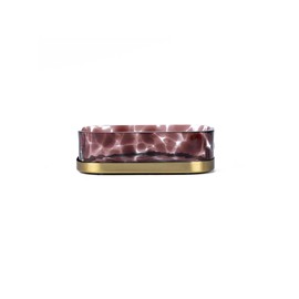 Glass Soap Dish With Gold Steel Metal Base - Bathroom Holder for Bar Soap, Stainless Steel and Recycled Glass, Modern Design, 5x3x1.5 (Tortoise Glass)