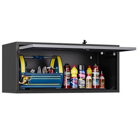 Wall Mounted Cabinet Steel Metal Garage Storage Cabinet Wall Cabinet Shelf Floating Garage Tool Cabinet Trailer Cabinets Work Shop Wall Cabinets Heavy Duty for Garage Workshop Assembly Required