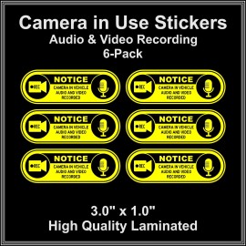 Unbranded Camera in Car Recording Video 6-Pack Decals Yellow & Black 3.0" x 1.0" for Uber