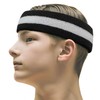 COUVER 2 Color Stripe Terry Sports Headband, 1 Piece, White/Black