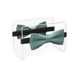 MAY-TIE Herren Fliege Set | Hochzeitsfliege vegan vorgebunden | Leinen Fliege in Eukalyptus Grün | Optional mit Einstecktuch & Hosenträger | Large Batwing