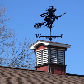 Metal Weather Vanes Black Witch Shape Weathercock 75x40cm Wind Direction Indicator for Garden Decor Roof Outdoor, Wind Vane Garden Courtyard Decoration
