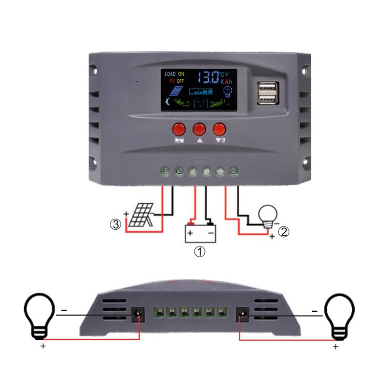 Solar Charge Controller with Light LCD MPPT Overcurrent Protection Solar