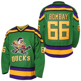 EETUG Mighty Ducks Jersey #96 Charlie Conway #99 Adam Banks #33 Greg Goldberg #66 Gordon Bombay Movie Hockey Jersey White Green (66 Green, XXX-Large)