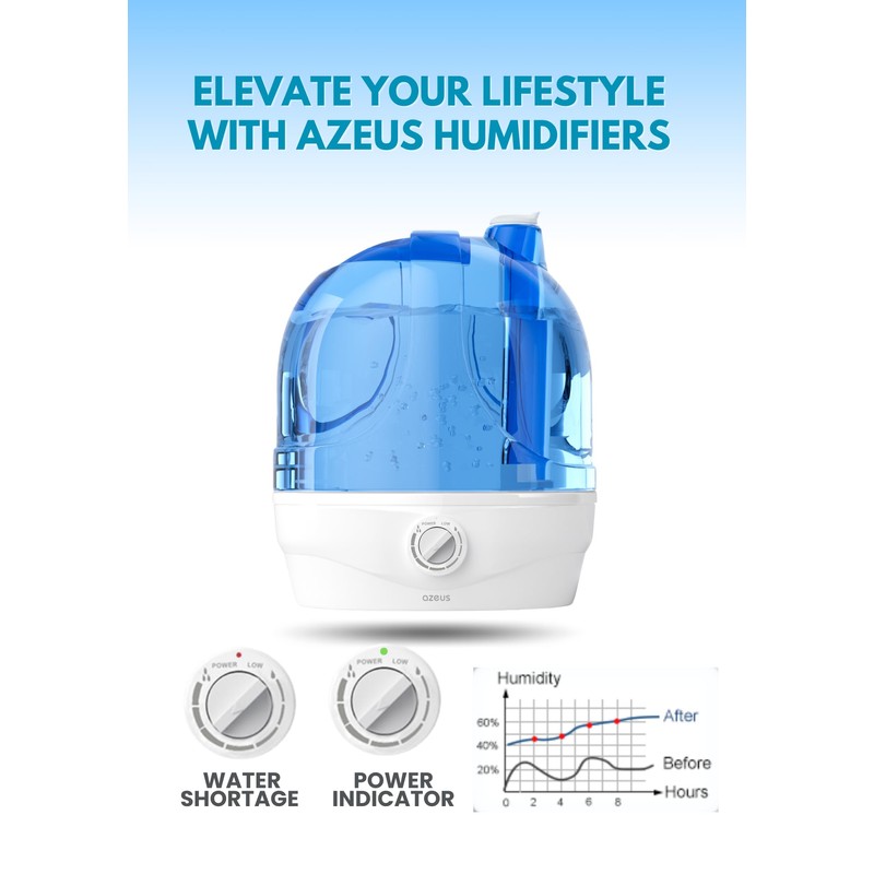 AZEUS 2.8L Large Capacity Ultrasonic Cool Mist Humidifier - Powerful