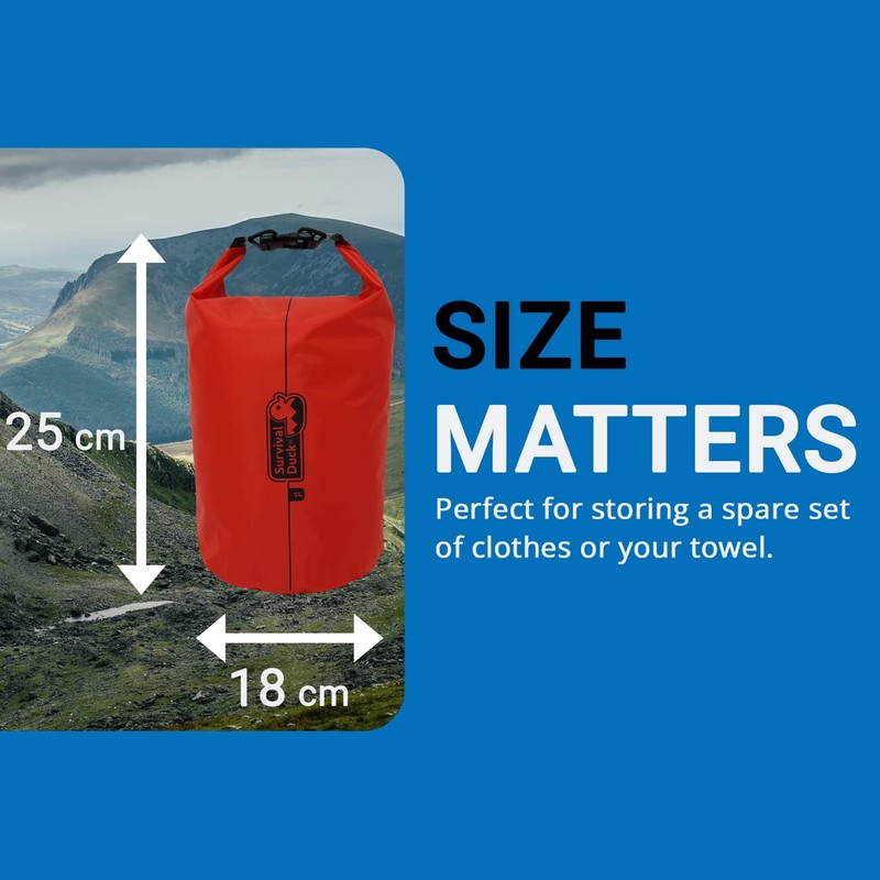 Survival Duck 5 Litre Waterproof Dry Bag Red| Medium Size