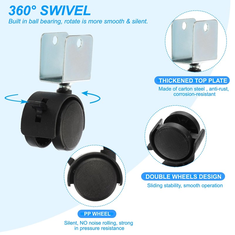 PATIKIL 2" Swivel Caster with 1" U Bracket, 360° Rotation
