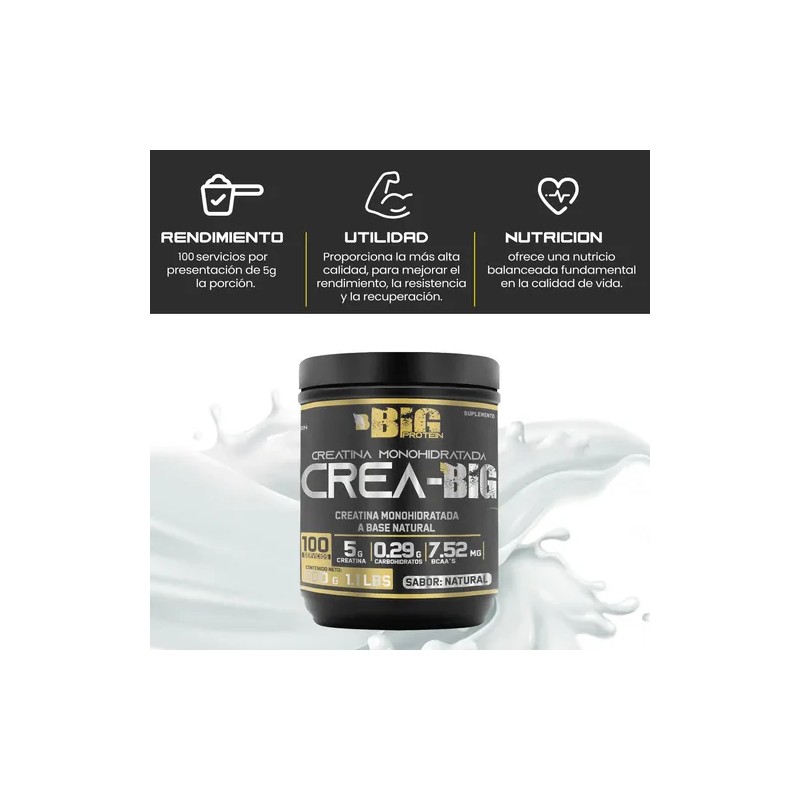 Creatina Monohidratada Bigg 500 Gr 100 Servicios Sabores