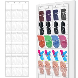Windyun 24 Pockets Over the Door Hanging Organizer Large Clear Hanging Shoe Rack Holder for Closet Back of Door Bathroom Waterproof Hanger Nonslip